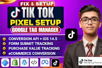 setup tiktok, snapchat pixel, pinterest tag, linkedin conversion API, utm, GTM