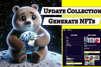 generate solana nfts for a collection and integrate ai images and pumpfun