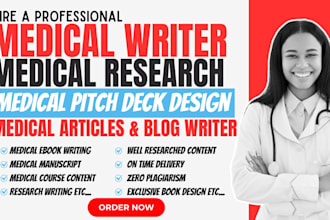 write health, fitness and medical ebook, medical pitch deck, course creation