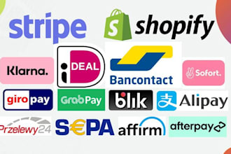 ideal, bancontact, klarna or any payment gateway in shopify using stripe