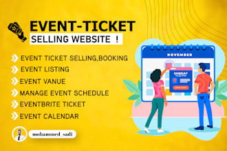 build event ticket selling, listing website with wp, event calendar, eventbrite