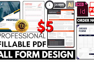 create professional fillable PDF surveys, applications, proposal, order forms