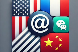 write professional emails english, french and mandarin