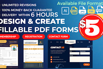 design, create membership and registration form, contact form, fillable pdf form