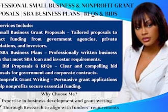 small business grant proposal sba business plan bid proposal rfq nonprofit grant