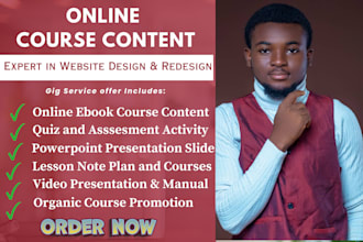online course content, training video, ppt slides, lesson plan, course creation