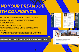 create an ats friendly resume, cover letter, and  linkedin optimization