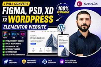 convert figma to wordpress, psd to wordpress using elementor