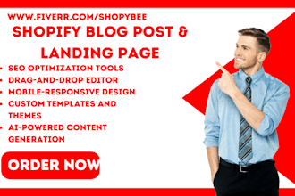 create shopify store blog post shogun essential SEO ai jolt bloggle landing page