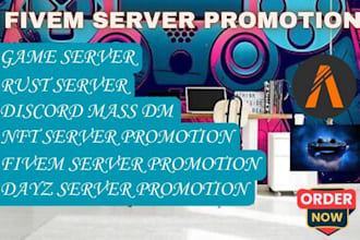 do discord promotion for game server dayz, mass dm, fivem server, rust server
