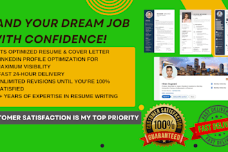 write a professional resume, cover letter and optimize linkedin profile