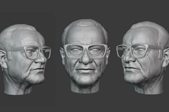 sculpt printable 3d head portrait 3d bust realistic face convert 2d to 3d model