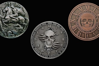 3d coin model bas relief medallion 3d pendant cnc engraving design 3d printing
