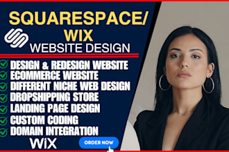 design a custom squarespace ecommerce website, wix website squarespace redesign
