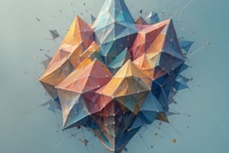 draw any geometric low poly illustrations for commercial use
