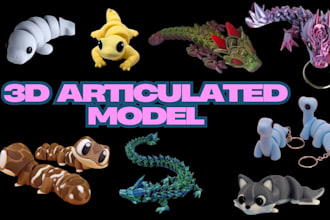 sculpt printable 3d articulated model 3d flexi 3d toy 3d bjd doll action figure