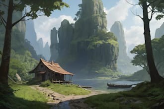 draw realistic illustration, environment concept art