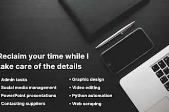 virtual assistant, admin tasks, transcription, graphic design,
