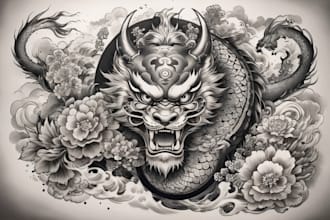 create original custom japanese tattoo design for you
