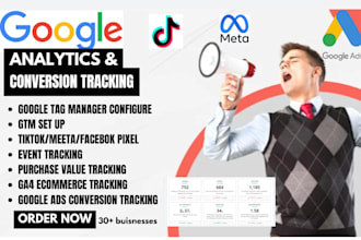 setup google tag manager GTM, tiktok pixel conversion tracking ga4 for ecommerce