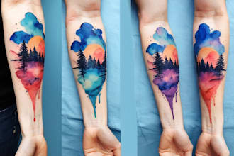 custom a watercolor tattoo design