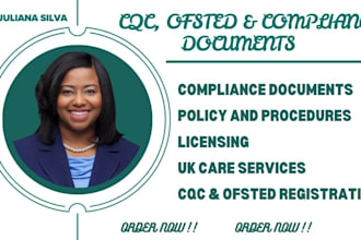 do licensing, draft cqc and ofsted compliance documents, employee handbook, sops