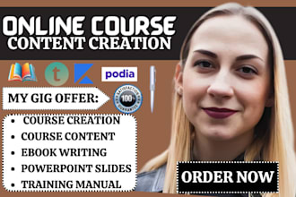 do online course content course curriculum training manual course creation ppt
