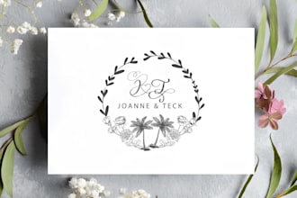design a modern minimalist wedding monogram or initial logo