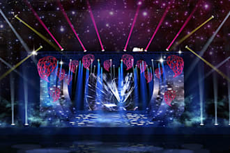 do 3d stage booth, exhibition, 3d event floorplan, trade booth design