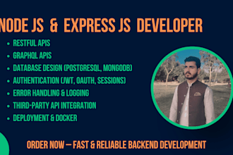 develop backend rest api, graphql api in express js using mongodb and postgresql