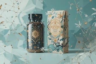 design product package, label or box, logo, vector tracing