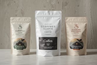 custom coffee packaging, bag, label and pouch design