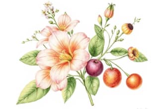 draw botanical illustrations of flowers, plants and fruits