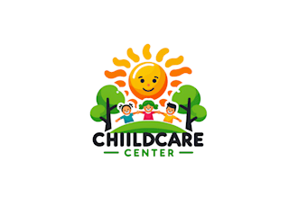 design childcare, daycare, education kids and children logo with 8 hours