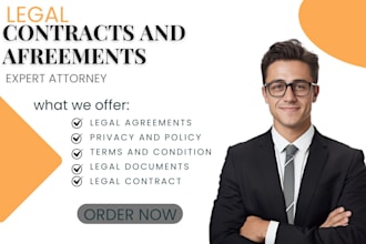 write legal contracts, agreements, privacy policy, terms and conditions