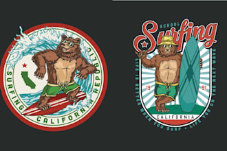 create animal mascot beach surfing logo