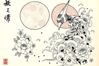 draw awesome original japanese tattoo, tattoo design
