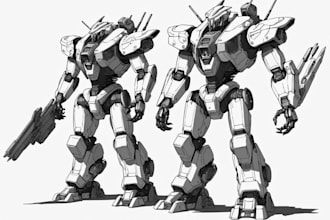 draw mecha, robot, sci fi concept art