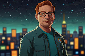 draw a cartoon futurama style portrait