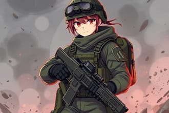 draw military themed anime and tactical for you