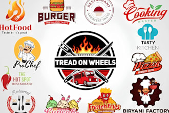 design modern food, drinks, bbq, coffee shop and restaurant logo