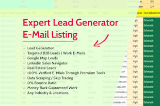 do b2b lead generation, verified email list building, and data scraping
