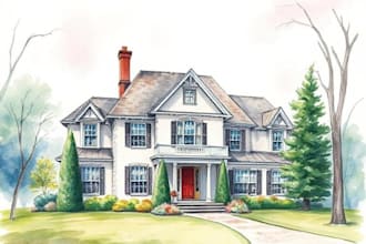 draw a watercolor house painting