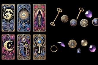 draw custom tarot card fantasy tcg oracle karma satura card game design with box