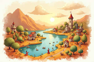 watercolor map illustration just for you