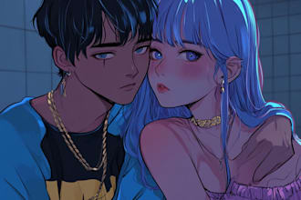 unique your couple character with anime style
