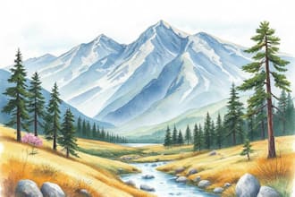 draw a watercolor landscape illustration