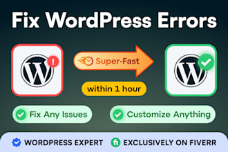fix wordpress errors, bugs, and customize your site fast