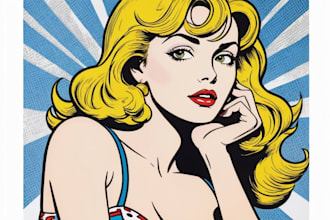 draw a retro pop art roy lichtenstein style