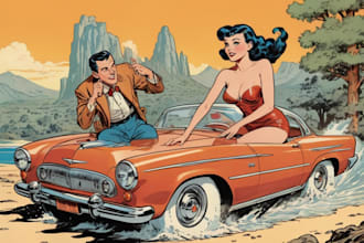 draw a retro vintage comic illustration